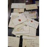 Postal History: 18th/19th cent. Letters, most franked from 1774-1854, most with red or black seal, 2