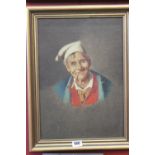 Achille Petrocelli 1861-1929 O.O.C. 'Elderly Man with Pipe' in a gilt frame. 15" x 10".