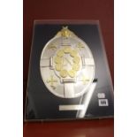 Hallmarked silver: Mounted presentation plaque Insignia of Europe London 1973, limited edition 229/