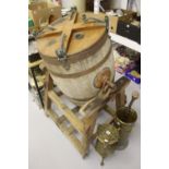 Agricultural/Rural bygones: 19th cent. "End over end" barrel butter churn, made by Walde & Son,