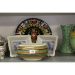 20th cent. Ceramics: Dragonware bowl, Swiss commemorative wall plate and 2 blue/white shredded wheat