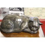 20th cent. Studio Pottery: Sleeping cat. Limited Edition 34/360. 17" x 6".