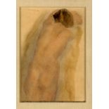 Auguste Rodin: Nude watercolour and pencil, signed lower right, gilt framed 8¼ins. x 5¾ins.