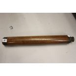 19th cent. Single drawer telescope, brass and treen.