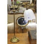 Art deco style brass adjustable table lamp with white shade. Needs re-wiring.