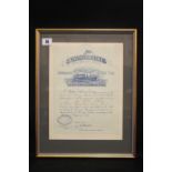 OCEAN LINER: Agent's authority certificates for American Line, circa 1920 and United States Line