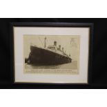 R.M.S. TITANIC: Montage of Adrian Rigby prints - framed. Plus original cut-out of Majestic in the