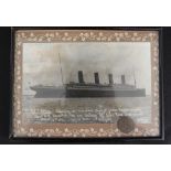 R.M.S. TITANIC: Collection of modern framed souvenir items in photographs, montages, etc. All framed