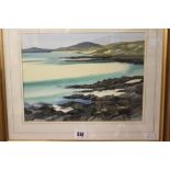 Scottish Art: Jim Nicholson watercolour of a Scottish Beach. 9" x 12".