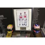 Sporting Autographs: Lewis Hamilton and Jenson Button signed photograph. Framed and glazed. 8" x 12"