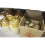 Advertising: Stoneware flagons and cod bottles including Brown and Matthews of Marlborough 2 gallon,