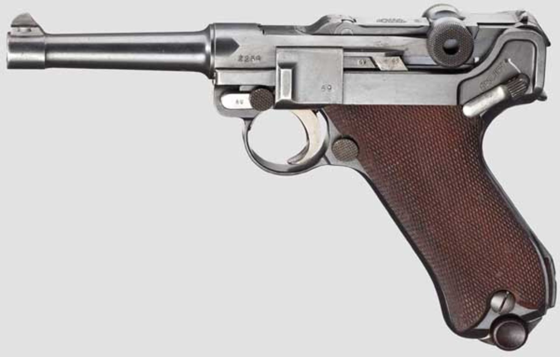 A Pistol 08, DWM 1916, two matching-numbered magazines, with hardshell   Cal. 9 mm Parabellum, no.