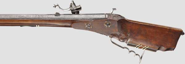 A heavy wheellock rifle, Balthasar Zellner in Salzburg, circa 1730   Heavy octagonal barrel, - Image 2 of 4