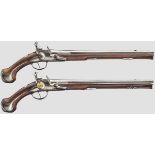 A pair of flintlock pistols, Oger Leblan of Maastricht, circa 1700   Round barrels with distinct