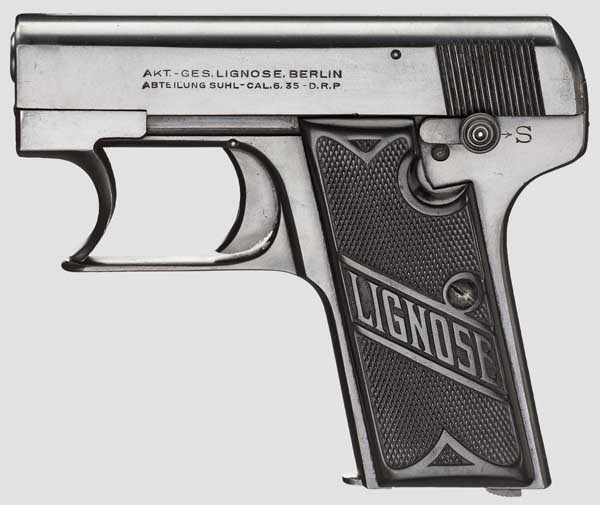 Lignose Einhand-Pistole Mod. 3 A   Kal. 6,35 mm, Nr. 42739. Nummerngleich. Blanker Lauf.