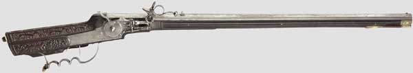 An Austrian de luxe wheellock rifle, Meister der Tierkopfranke (tr. "master of the animal-head