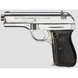 CZ Mod. 27, verchromt, mit Tasche   Kal. 7,65 mm, Nr. 354511 einzige S/N. Fast blanker Lauf.