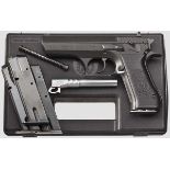 Jericho 941 F mit Wechsellauf, im Koffer   Kal. .41 AE, Nr. F32189. Blanker mattverchromter Lauf,