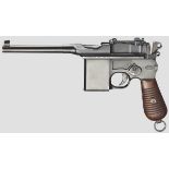 Mauser C 96 Mod. 1932 (Mod. 712), mit Kasten und Leder, Wehrmacht/SS   Kal. 7,63 mm, Nr. 85160.