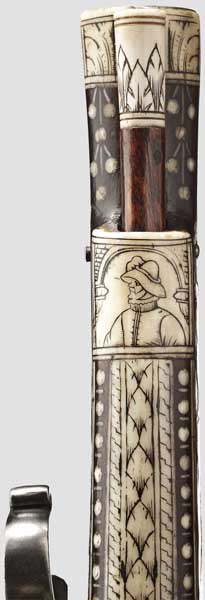 A bone-inlaid wheellock puffer, Nuremberg, circa 1570/80   Two-stage barrel, octagonal then round - Image 9 of 9