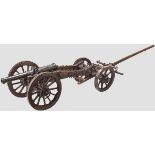 A South German model cannon with limber carriage, presumably Nuremberg, circa 1700    Bronze gun