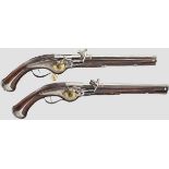 A pair of Saxon military officer's wheellock pistols, circa 1660/70   Octagonal barrels, then from