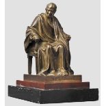 Jean-Antoine Houdon (1741 - 1828) - Bronzefigur des sitzenden Voltaire   Patinierte