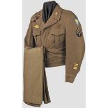 Uniform-Ensemble eines Corporal der Allied Airborne Units   Schiffchen aus grün-braunem Wollstoff,