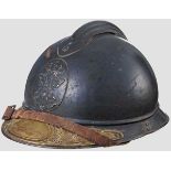 A steel helmet M 15, Romanian army   Stamped three piece Adrian style shell, steel top comb, 90 %