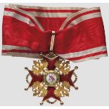 Orden vom Heiligen Stanislaus - Kreuz 2. Klasse von Eduard um 1910   In mehrfarbigem Gold gefertigte