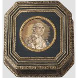König Ludwig XVI. - Madame Elisabeth, gesticktes Portrait des Königs    Farbige Seidenstickerei