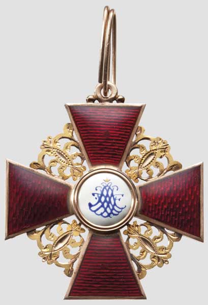 Orden der Heiligen Anna - Kreuz 1. Klasse von 1870   Feinste, in mehrfarbigem Gold gearbeitete - Image 2 of 5