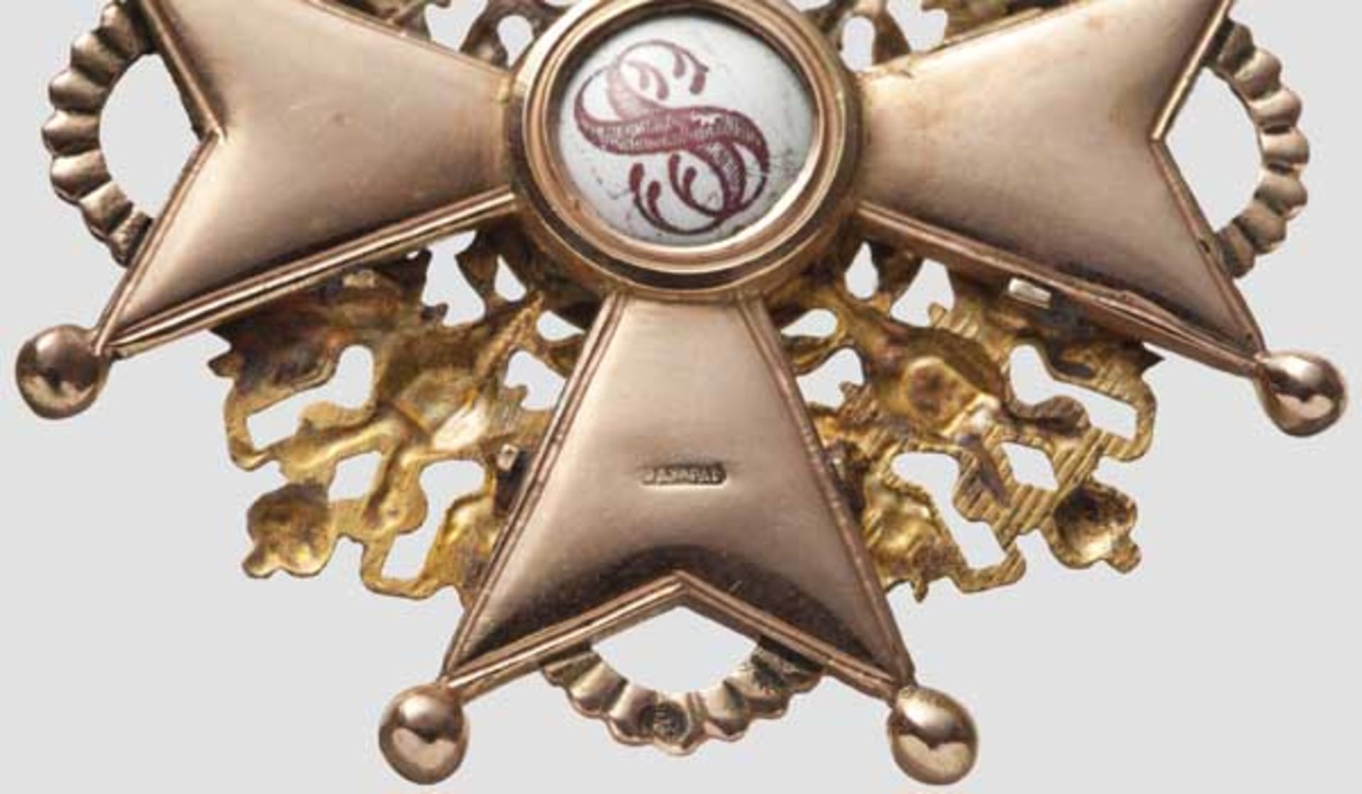 Orden vom Heiligen Stanislaus - Kreuz 2. Klasse von Eduard um 1910   In mehrfarbigem Gold gefertigte - Bild 3 aus 4