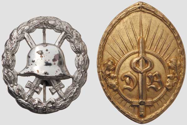 Steckabzeichen des Deutschen Offiziers Vereins   Aus vergoldeter Bronze, hohl geprägtes,