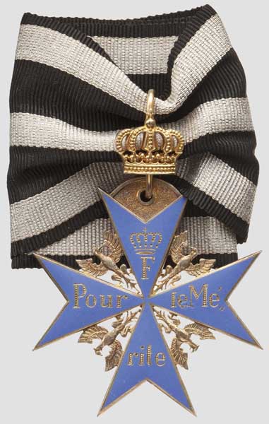 Orden Pour le Mérite - Sammlerkopie mit Krone, Rothe-Fertigung   Aus vergoldetem Silber