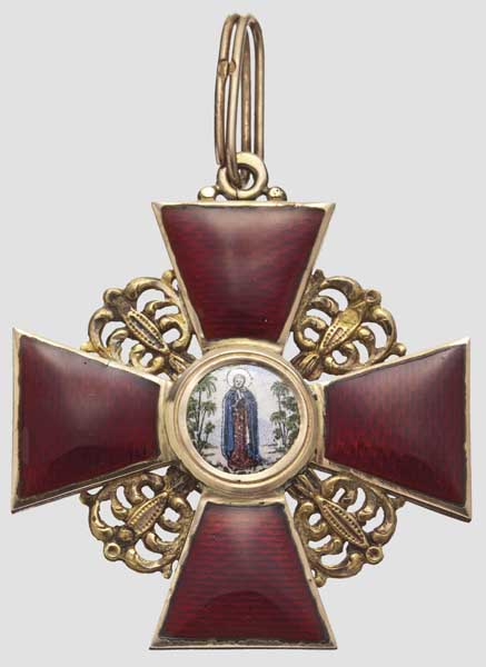 St. Anna-Orden - Kreuz 2. Klasse, Russland um 1910   Gold und Emaille. In den vertikalen
