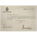 Carl Friedrich Goerdeler - signierter Brief als Oberbürgermeister von Leipzig 1933 Briefkopf mit