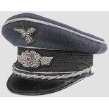 A miniature Luftwaffe officer's visor cap Blue-grey wool top, black mohair centre band, silver