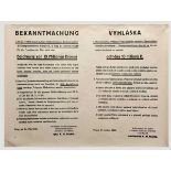 Plakat "Bekanntmachung" der Vergeltungsmaßnahmen nach dem Heydrich-Attentat vom 27. Mai 1942