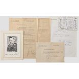 Oberst Hans-Ulrich Rudel - vier Autographen und Postkarte Zwei Schreiben an den Vater des