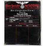 Haustafel "Hier spricht die NSDAP" Schwarz emaillierte Eisentafel mit weißer und roter Aufschrift.