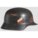 A steel helmet M 35, Luftwaffe, DD 80 % smooth blue-grey paint, surface rust, 95 % national emblem