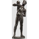 Bronzestatuette Bronze, braun patiniert, auf der Plinthe signiert "Prf. Tuch".  Männlicher Athlet im