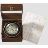 Boden-Chronometer des Herstellers Wempe, Hamburg Leichtmetallgehäuse, Zifferblatt mit arabischen