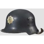 A lightweight steel helmet M 34, RLB 95 % blue-grey paint, 80 % faded decal to front, civil style