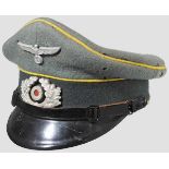 A visor cap for enlisted men of the army, signal Field-grey wool top with heavy mothing, dark