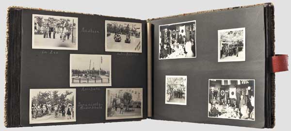 Fotoalbum Dampfer Gneisenau - Reise nach Japan 1937-38 Beschriftetes Fotoalbum mit ca. 220 Aufnahmen
