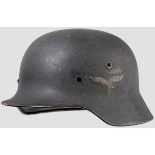 A steel helmet M 40, Luftwaffe, SD 80 % rough blue-grey paint, 70 % national emblem decal, shell