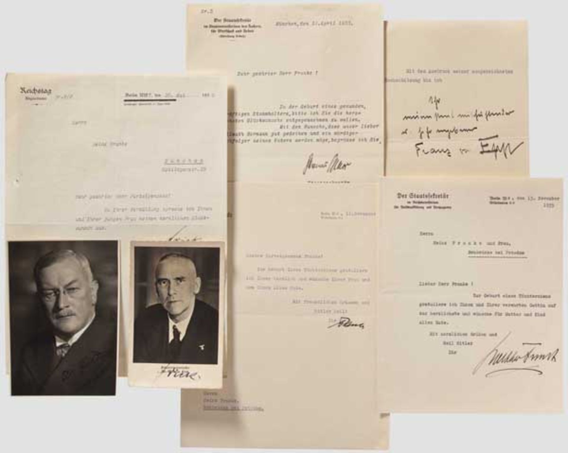 Heinz Franke - Schreiben an ihn aus den Jahren 1933 - 1935 Wilhelm Frick, Glückwunschschreiben zur