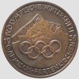 IV. Olympische Winterspiele in Garmisch-Partenkirchen 1936 - Teilnehmermedaille In Bronze geprägte